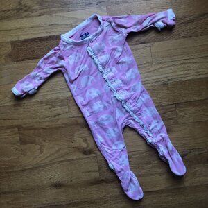 Kickee Pants 0-3 Print Ruffle Bottom Footie Pink Elephants